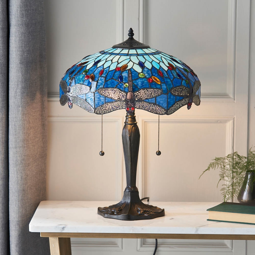 Endon 64089 - Lampe de table Tiffany DRAGONFLY 2xE27/60W/230V Ø 41 cm