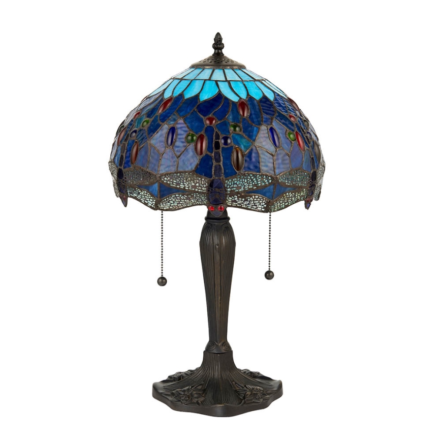 Endon 64090 - Lampada da tavolo Tiffany DRAGONFLY, 2x E27/60W/230V, Ø 30 cm