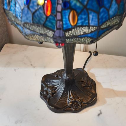 Endon 64090 - Lampada da tavolo Tiffany DRAGONFLY, 2x E27/60W/230V, Ø 30 cm