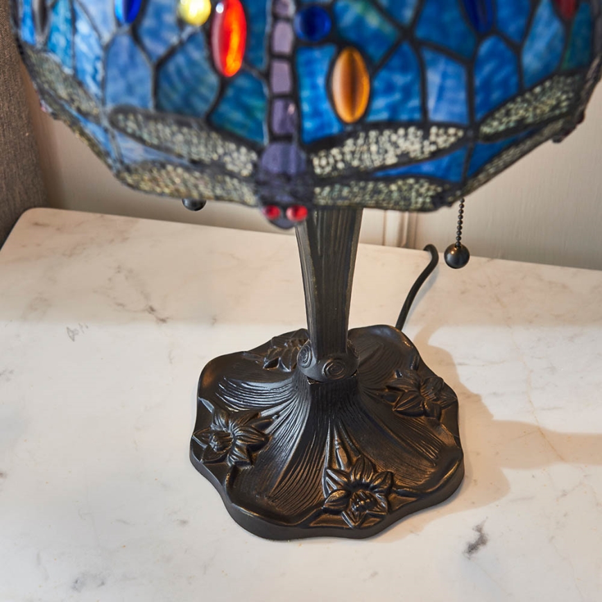 Endon 64090 - Lampada da tavolo Tiffany DRAGONFLY, 2x E27/60W/230V, Ø 30 cm