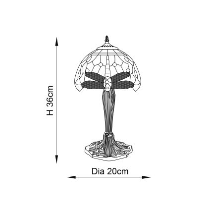 Endon 64091 - Tischleuchte Tiffany DRAGONFLY 1xE14/40W/230V Ø 20 cm