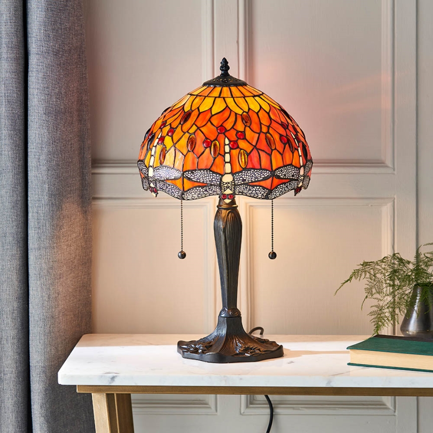 Endon 64092 - Lampada da tavolo Tiffany DRAGONFLY 2xE27/60W/230V Ø 30 cm