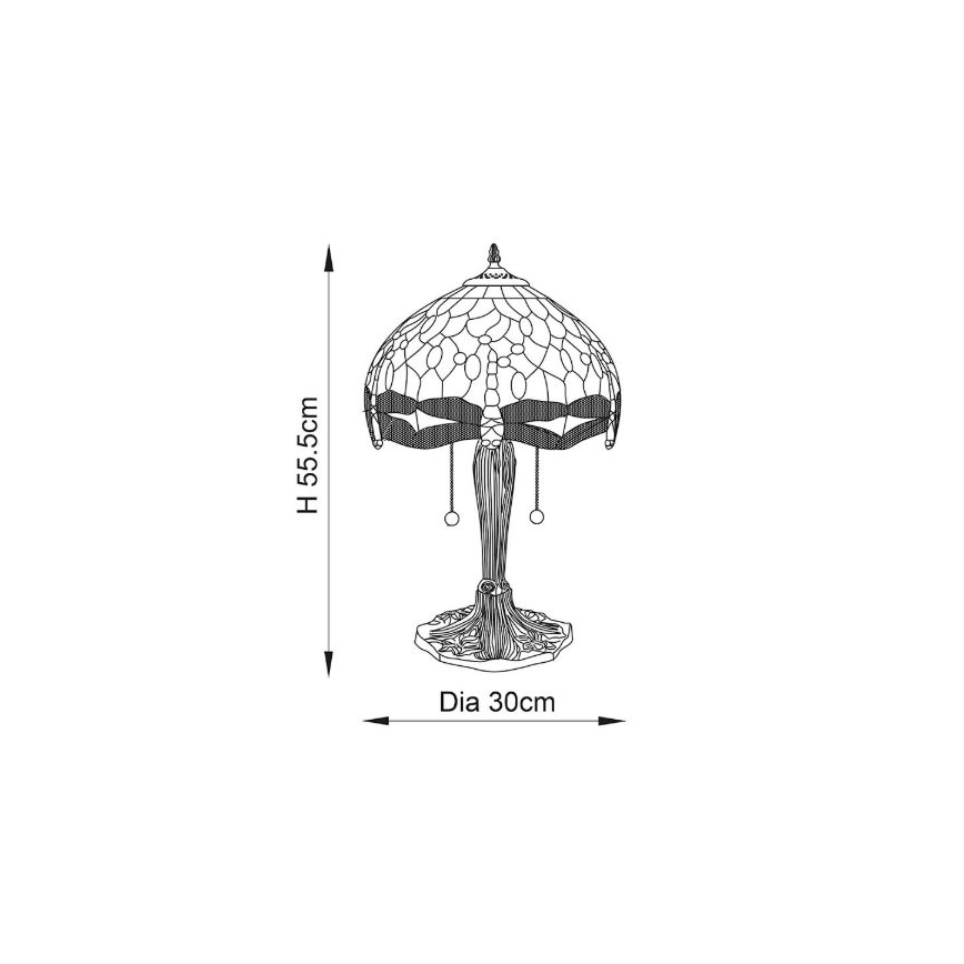 Endon 64092 - Lampe de table Tiffany DRAGONFLY 2xE27/60W/230V Ø 30 cm