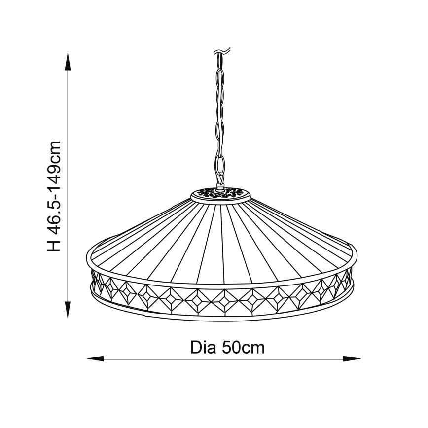 Endon 64147 - Lampadario a catena in stile Tiffany FARGO, 1 x E27, max 60 W, 230 V, Ø 50 cm