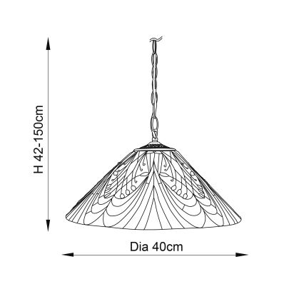 Endon 64162 - Lustre suspendu sur chaîne Tiffany HECTOR 1xE27/60W/230V Ø 40 cm