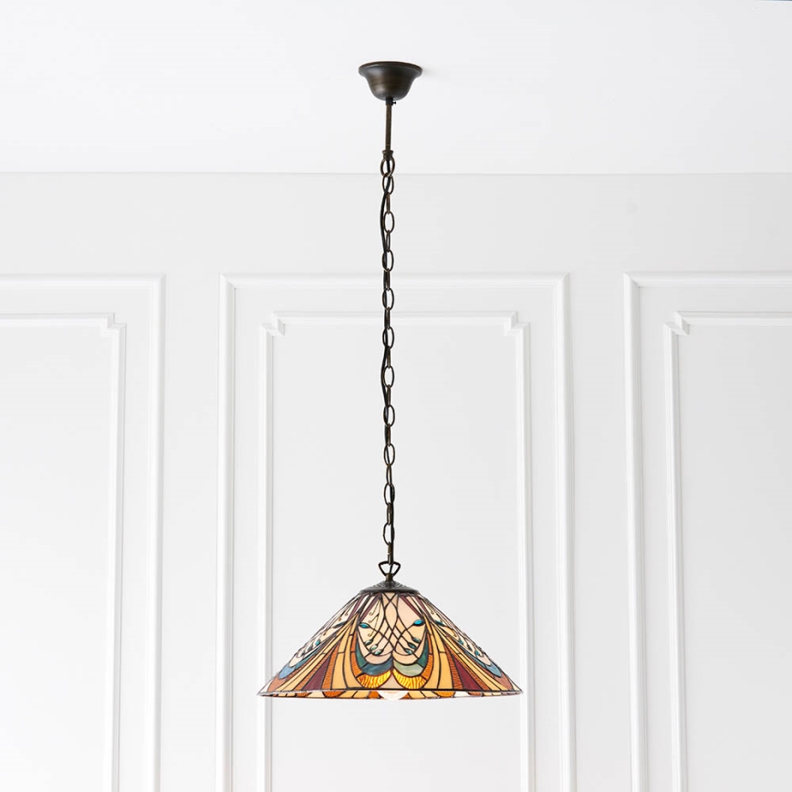 Endon 64162 - Tiffany-Kronleuchter an Kette HECTOR 1xE27/60W/230V Ø 40 cm