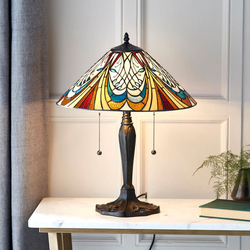 Endon 64163 - Tiffany-Tischlampe HECTOR 2xE27/60W/230V Ø 40 cm