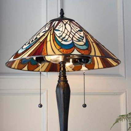 Endon 64163 - Tiffany-Tischlampe HECTOR 2xE27/60W/230V Ø 40 cm