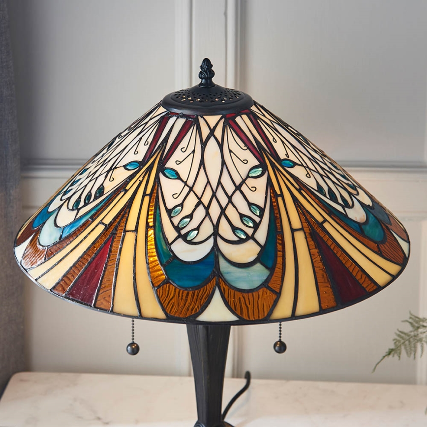 Endon 64163 - Tiffany-Tischlampe HECTOR 2xE27/60W/230V Ø 40 cm