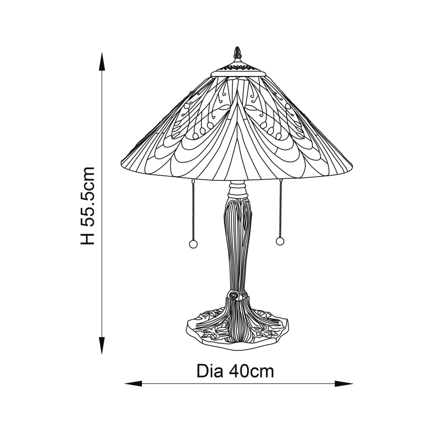 Endon 64163 - Tiffany-Tischlampe HECTOR 2xE27/60W/230V Ø 40 cm