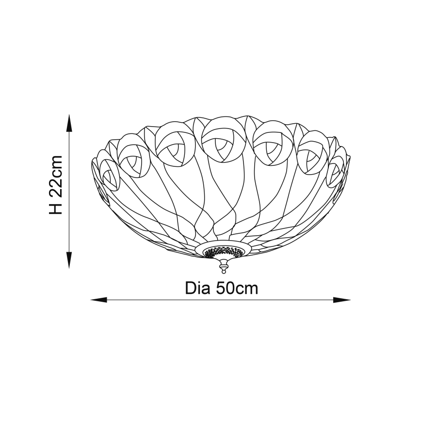 Endon 64173 - Plafoniera HUTCHINSON 2xE27/60W/230V diametro 50 cm