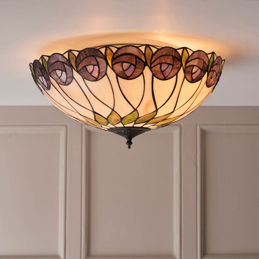 Endon 64173 - Plafonnier Tiffany HUTCHINSON 2xE27/60W/230V Ø 50 cm