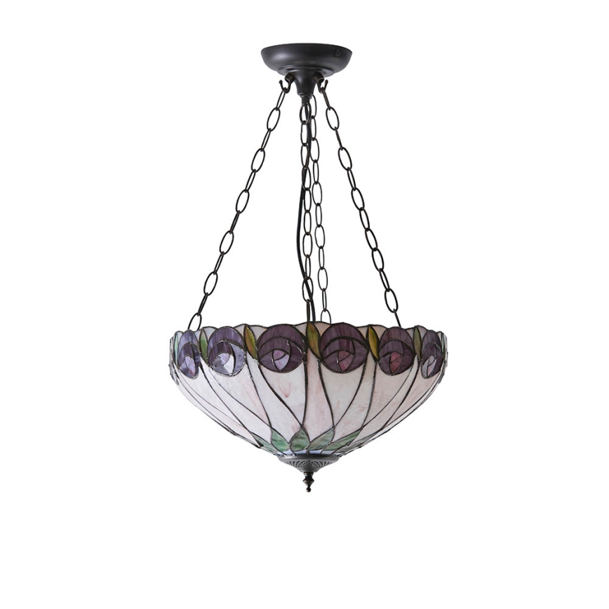 Endon 64175 - Suspension sur chaîne Tiffany HUTCHINSON 3×E27, 60 W, 230 V, Ø 40 cm