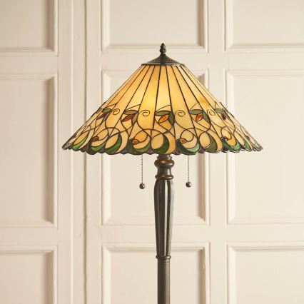 Endon 64192 - Tiffany-Stehlampe JAMELIA 2xE27/60W/230V Ø 50 cm