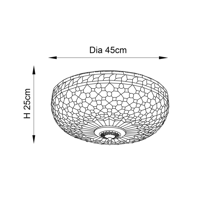 Endon 64276 - Plafoniera Tiffany MILLE FEUX 2xE27/60W/230V Ø 45 cm