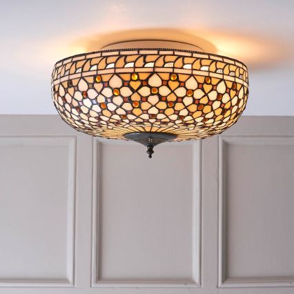 Endon 64276 - Plafonnier Tiffany MILLE FEUX 2xE27/60W/230V Ø 45 cm