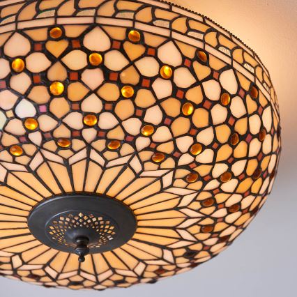 Endon 64276 - Plafonnier Tiffany MILLE FEUX 2xE27/60W/230V Ø 45 cm