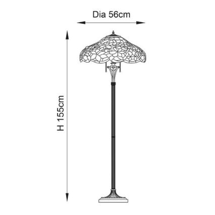 Endon 64323 - Stehlampe Tiffany SULLIVAN 2xE27/60W/230V Ø 56 cm