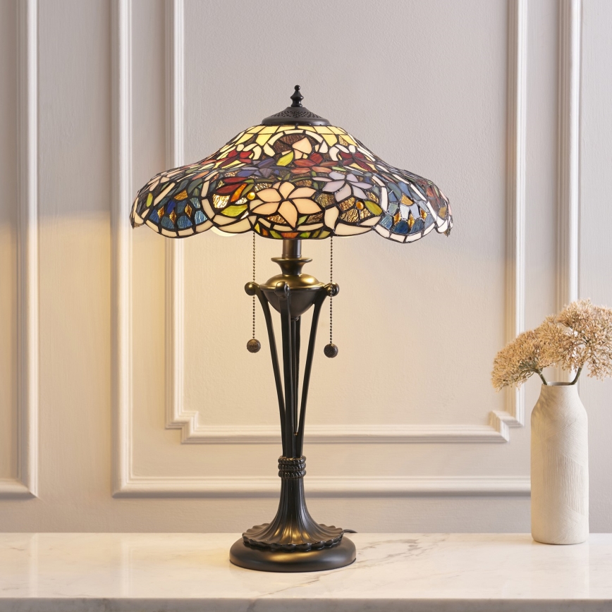 Endon 64326 - Lampada da tavolo Tiffany SULLIVAN 2xE27/60W/230V Ø 40 cm
