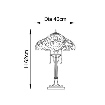 Endon 64326 - Lampe de table Tiffany SULLIVAN 2xE27/60W/230V Ø 40 cm