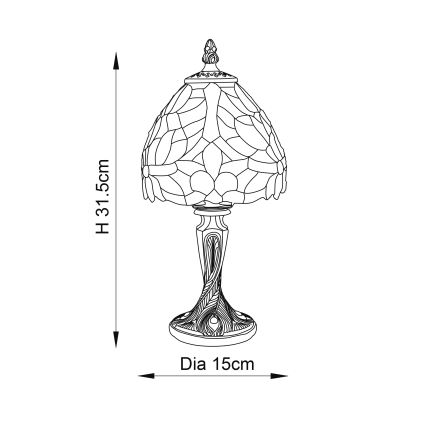 Endon 64331 - Tischleuchte Tiffany SYLVETTE 1xE14/40W/230V Ø 15 cm
