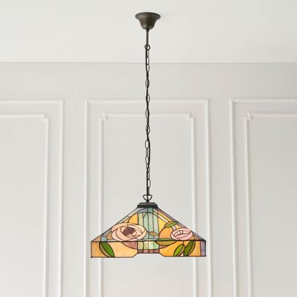 Endon 64384 - Lampadario a sospensione con catena Tiffany WILLOW 3xE27/60W/230V