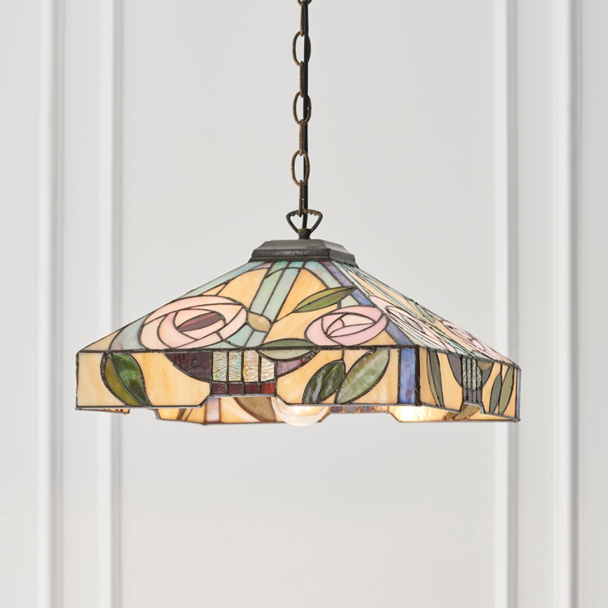 Endon 64385 - Lustre suspendu sur chaîne Tiffany WILLOW 1xE27/60W/230V Ø 35 cm