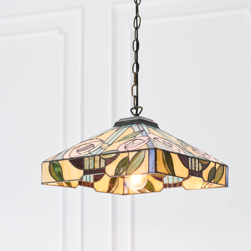 Endon 64385 - Lustre suspendu sur chaîne Tiffany WILLOW 1xE27/60W/230V Ø 35 cm