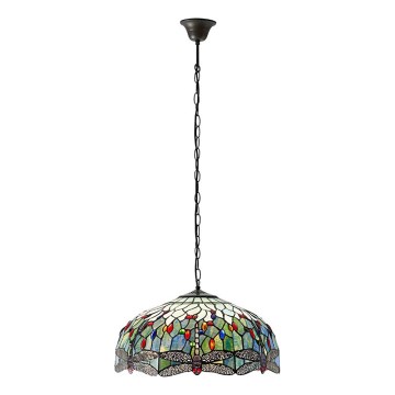 Endon 66148 - Lampadario a catena Tiffany DRAGONFLY 3xE27/60W/230V Ø 50 cm