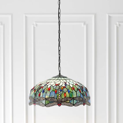 Endon 66148 - Lustre sur chaîne Tiffany DRAGONFLY 3xE27/60W/230V Ø 50 cm
