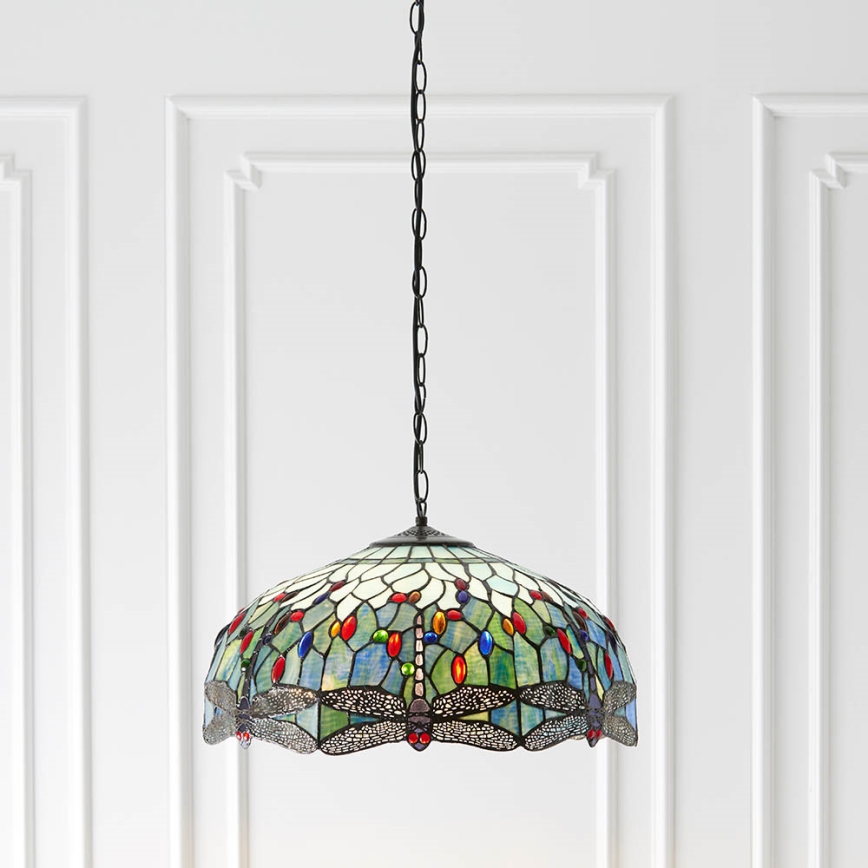 Endon 66148 - Lustre sur chaîne Tiffany DRAGONFLY 3xE27/60W/230V Ø 50 cm