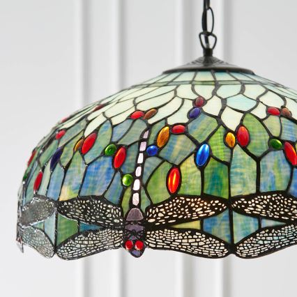 Endon 66148 - Lustre sur chaîne Tiffany DRAGONFLY 3xE27/60W/230V Ø 50 cm