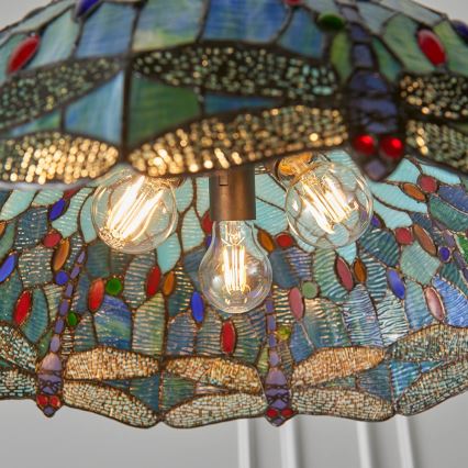 Endon 66148 - Lustre sur chaîne Tiffany DRAGONFLY 3xE27/60W/230V Ø 50 cm