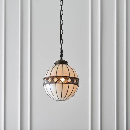 Endon 67044 - Lampadario a sospensione con catena Tiffany FARGO 1xE14/40W/230V Ø 25,5 cm