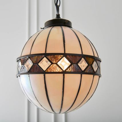 Endon 67044 - Lampadario a sospensione con catena Tiffany FARGO 1xE14/40W/230V Ø 25,5 cm
