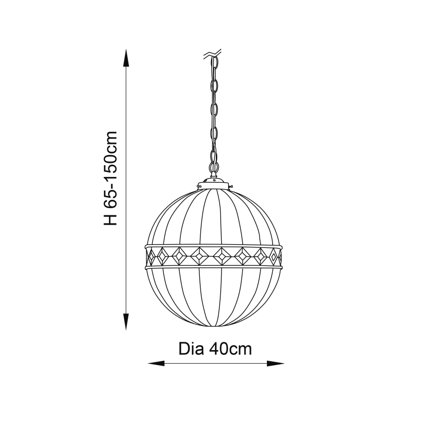 Endon 67045 - Kronleuchter an Kette Tiffany FARGO 1xE27/60W/230V Ø 40 cm