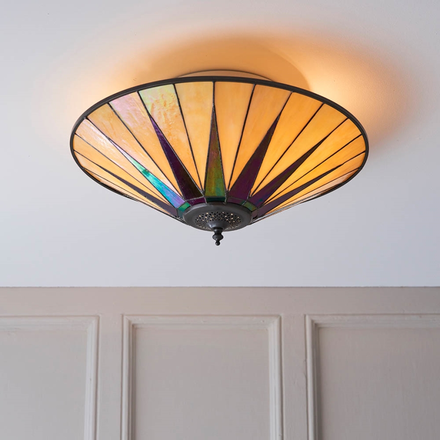 Endon 70240 - Plafonnier Tiffany DARK STAR 2xE27/40W/230V Ø 49 cm