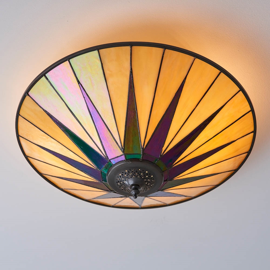 Endon 70240 - Plafonnier Tiffany DARK STAR 2xE27/40W/230V Ø 49 cm