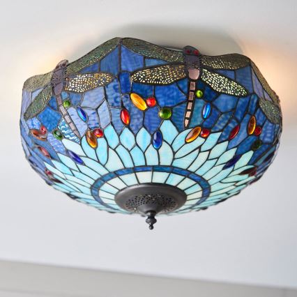 Endon 70722 - Plafoniera Tiffany DRAGONFLY 2xE27/60W/230V Ø 41 cm