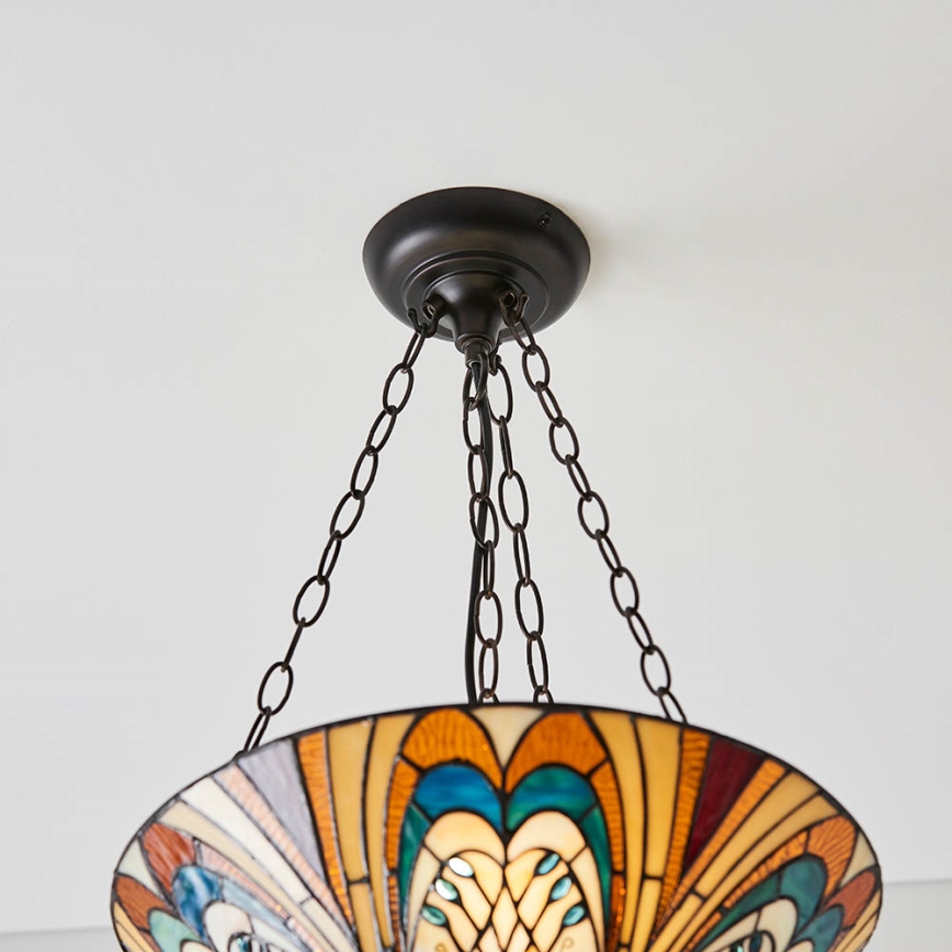 Endon 70750 - Kronleuchter mit Kette Tiffany HECTOR 3xE27/60W/230V Ø 40 cm