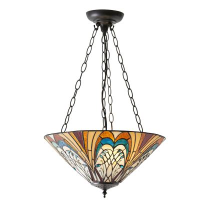 Endon 70750 - Suspension Tiffany HECTOR sur chaîne, 3xE27/60W/230V, Ø 40 cm