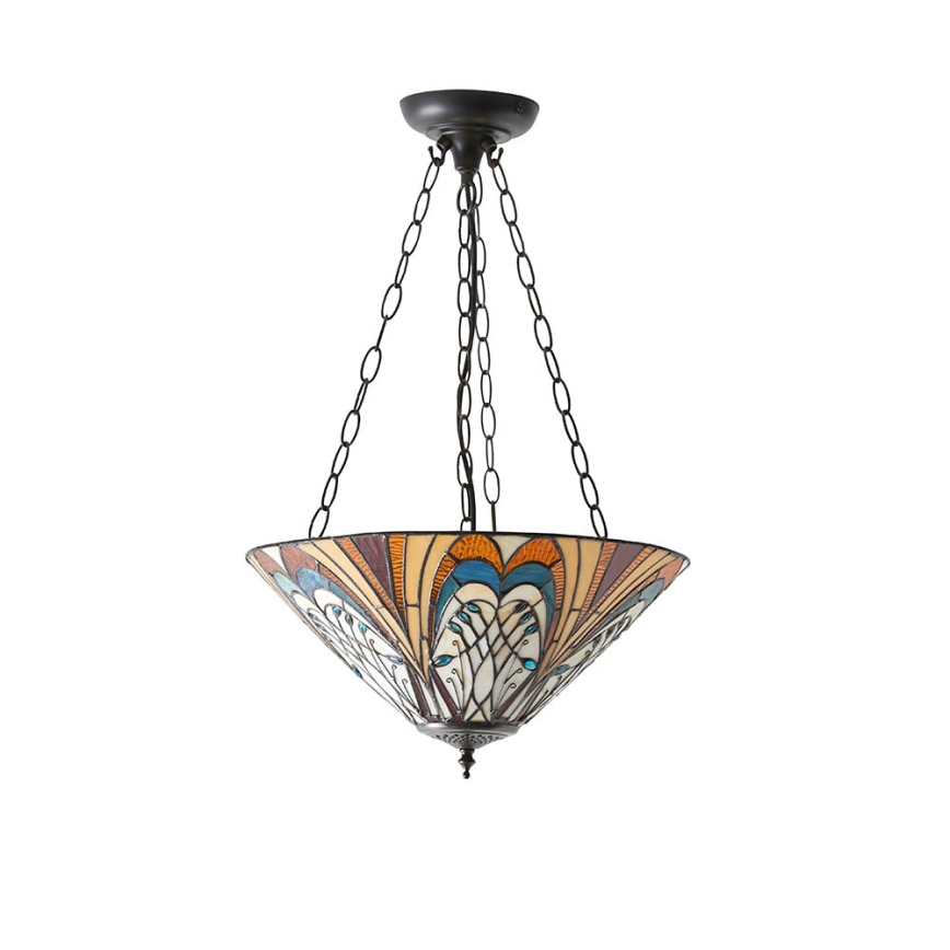 Endon 70750 - Suspension Tiffany HECTOR sur chaîne, 3xE27/60W/230V, Ø 40 cm
