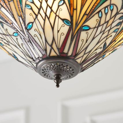 Endon 70750 - Suspension Tiffany HECTOR sur chaîne, 3xE27/60W/230V, Ø 40 cm