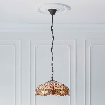 Endon 70824 - Suspension à chaîne Tiffany DRAGONFLY 3xE27/60W/230V Ø 41 cm