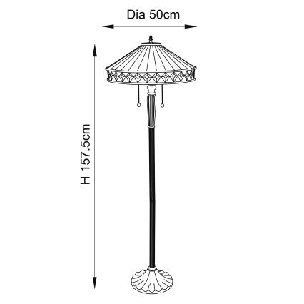 Endon 70936 - Lampada da terra Tiffany FARGO 2xE27/60W/230V, diametro 50 cm