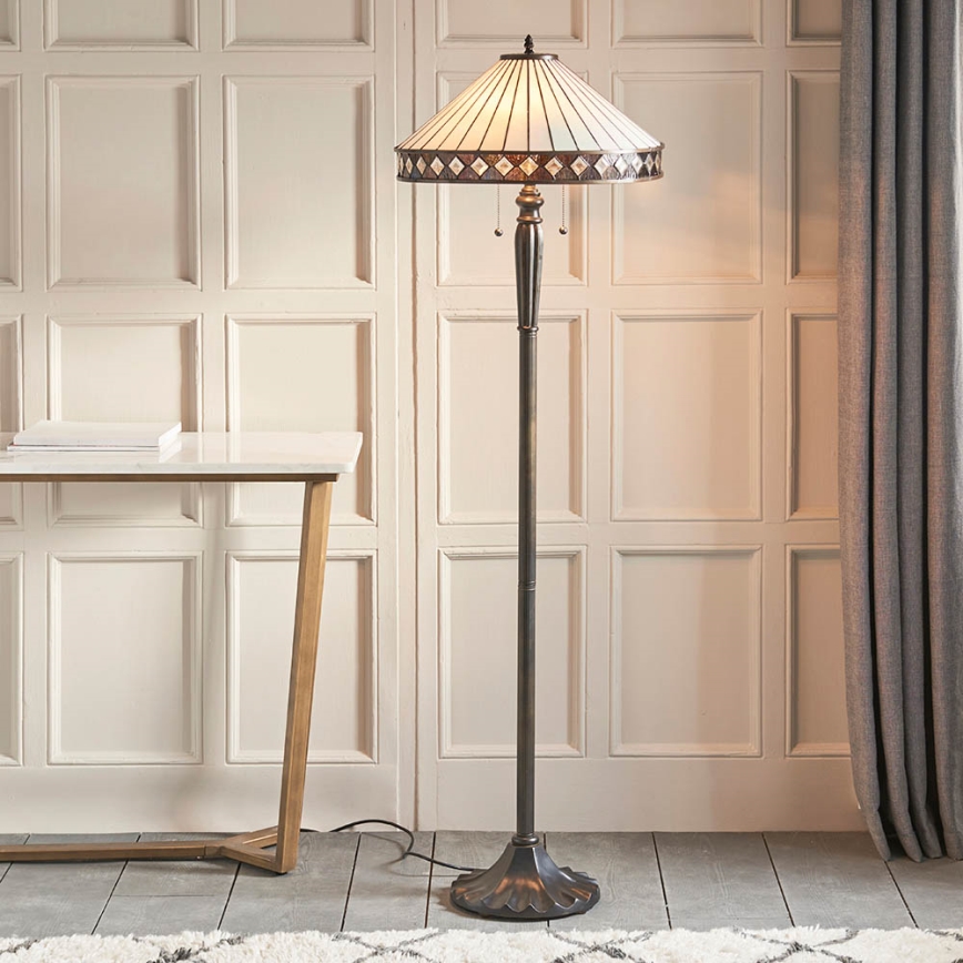 Endon 70936 - Lampadaire Tiffany FARGO 2xE27/60W/230V Ø 50 cm
