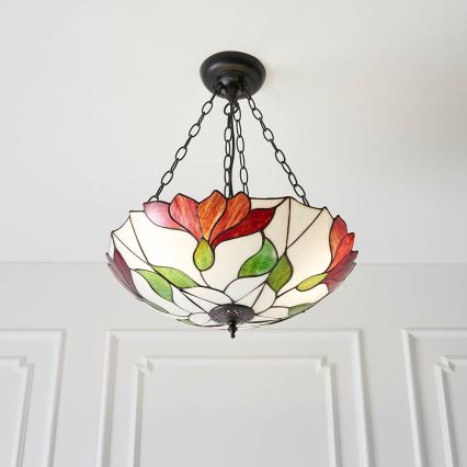 Endon 70946 - Tiffany BOTANICA Hängeleuchte mit Kette 3xE27/60W/230V Ø 45 cm