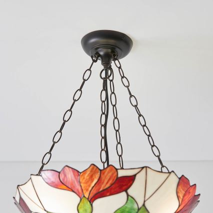 Endon 70946 - Tiffany BOTANICA Hängeleuchte mit Kette 3xE27/60W/230V Ø 45 cm