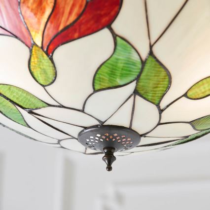 Endon 70946 - Tiffany BOTANICA Hängeleuchte mit Kette 3xE27/60W/230V Ø 45 cm