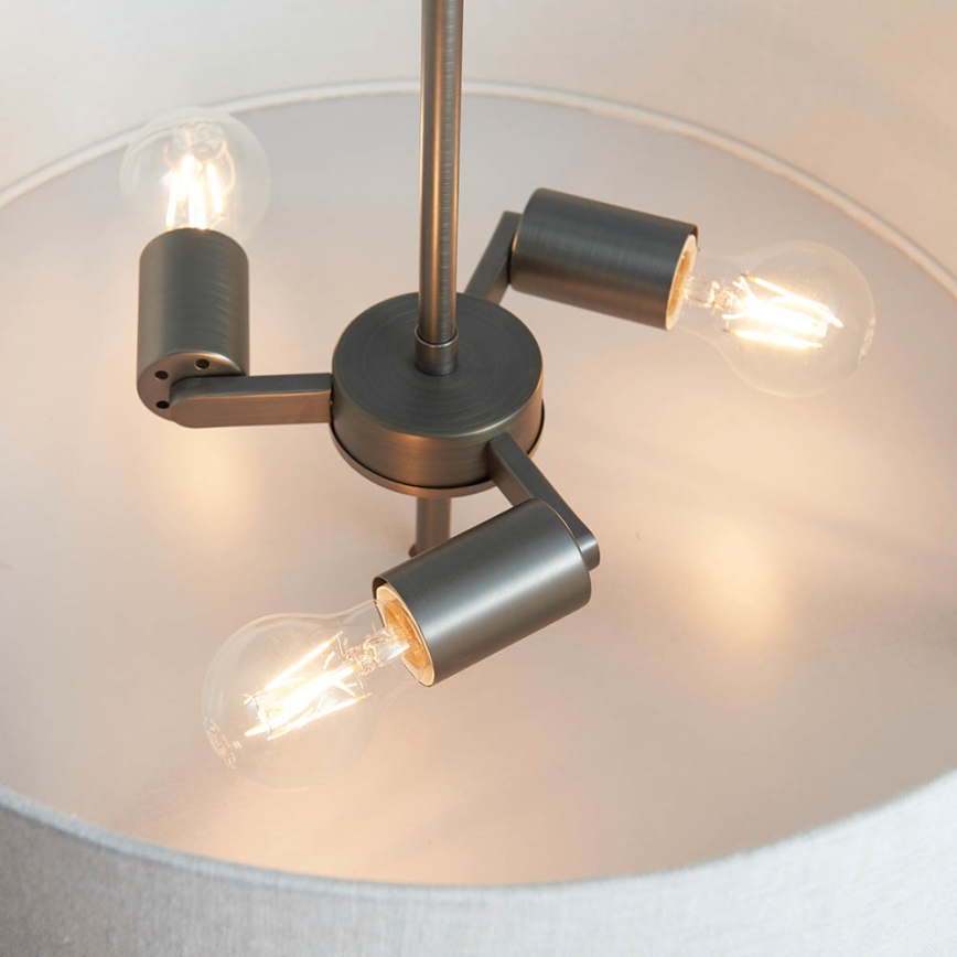 Endon 72635 - Lampadario a sospensione con supporto rigido HAYFIELD 3xE27/40W/230V cromo opaco/grigio